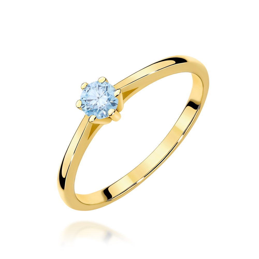 Pierścionek W0365 Diament Laboratoryjny niebieski 0.15ct żółte złoto