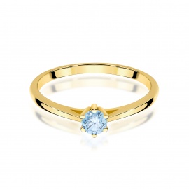 Pierścionek W0365 Diament Laboratoryjny różowy 0.15ct żółte złoto