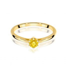 Pierścionek W0365 Diament Laboratoryjny żółty 0.15ct żółte złoto