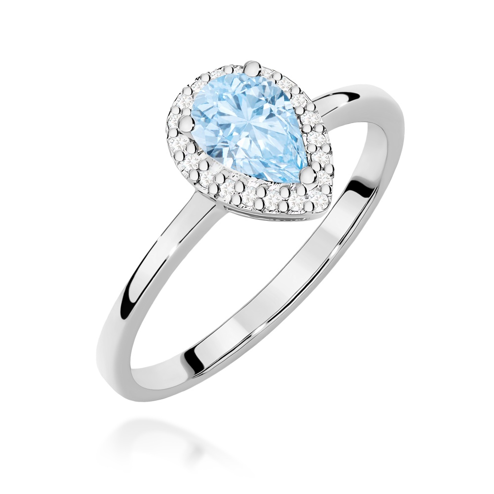 Pierścionek W0455 Diament Laboratoryjny niebieski 0,50ct białe złoto