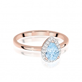 Pierścionek W0455 Diament Laboratoryjny niebieski 0,50ct różowe złoto