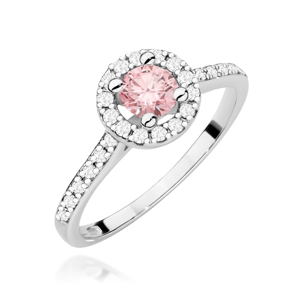 Pierścionek W0477 Diament Laboratoryjny różowy 0,50ct białe złoto