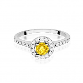 Pierścionek W0477 Diament Laboratoryjny żółty 0,50ct białe złoto