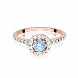 Pierścionek W0477 Diament Laboratoryjny niebieski 0,50ct różowe złoto
