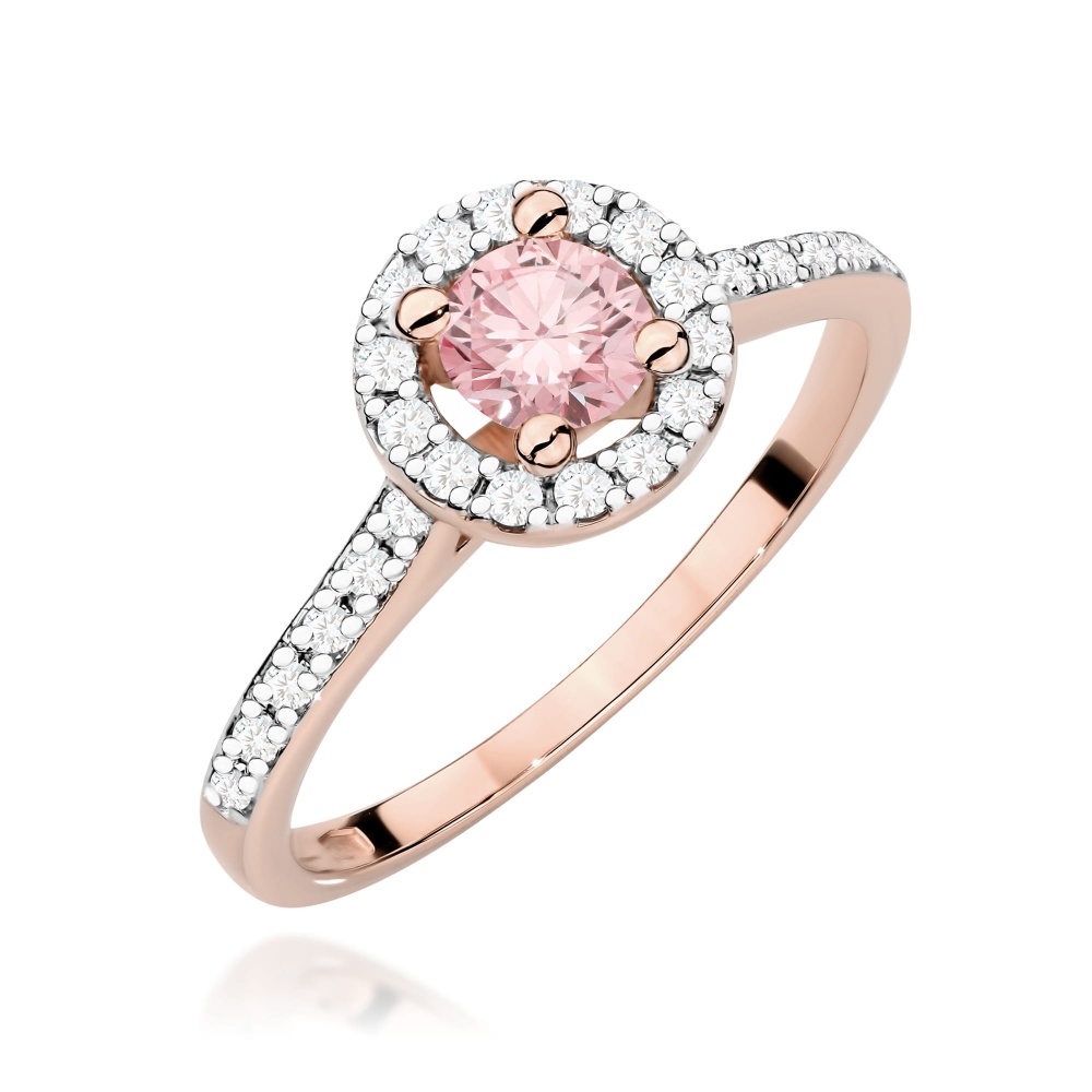 Pierścionek W0477 Diament Laboratoryjny różowy 0,50ct różowe złoto