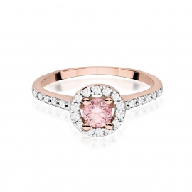 Pierścionek W0477 Diament Laboratoryjny różowy 0,50ct różowe złoto