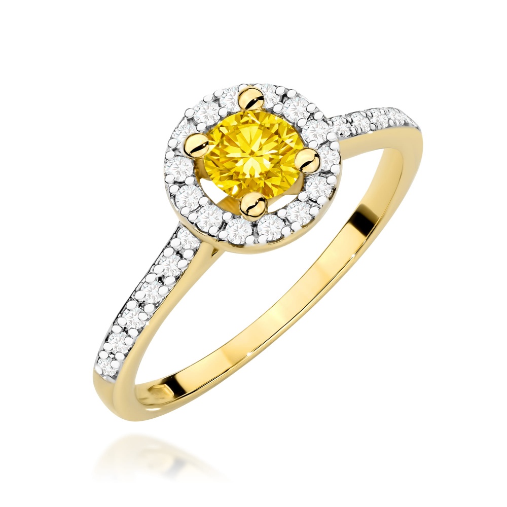 Pierścionek W0477 Diament Laboratoryjny żółty 0,50ct żółte złoto