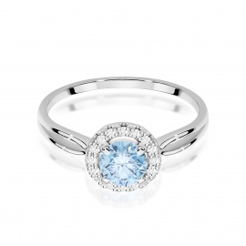 Pierścionek W0538 Diament Laboratoryjny niebieski 0,50ct białe złoto