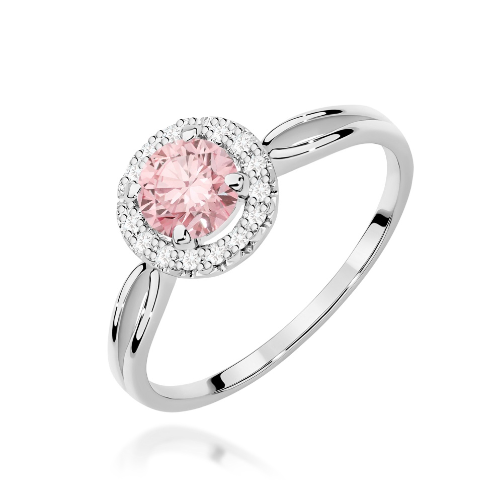 Pierścionek W0538 Diament Laboratoryjny różowy 0,50ct białe złoto
