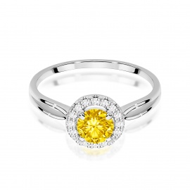 Pierścionek W0538 Diament Laboratoryjny żółty 0,50ct białe złoto