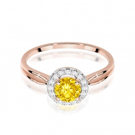 Pierścionek W0538 Diament Laboratoryjny żółty 0,50ct różowe złoto