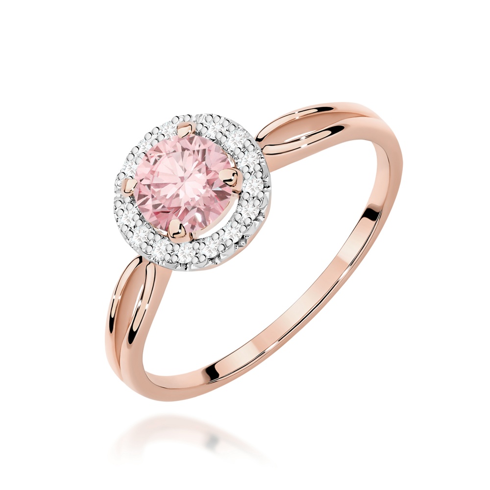 Pierścionek W0538 Diament Laboratoryjny różowy 0,50ct różowe złoto