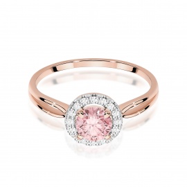 Pierścionek W0538 Diament Laboratoryjny różowy 0,50ct różowe złoto