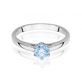 Pierścionek W0540 Diament Laboratoryjny niebieski 0,50ct białe złoto