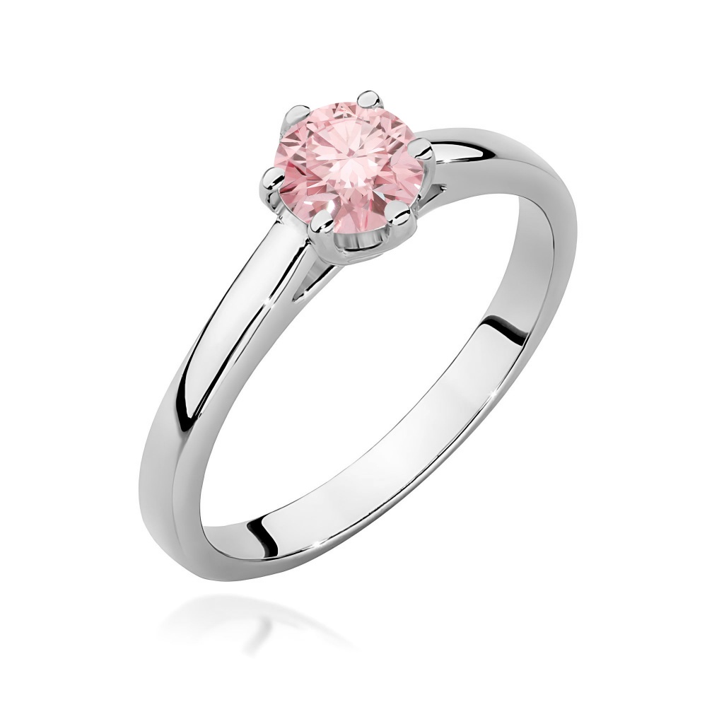 Pierścionek W0540 Diament Laboratoryjny różowy 0,50ct białe złoto