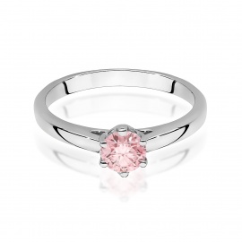 Pierścionek W0540 Diament Laboratoryjny różowy 0,50ct białe złoto