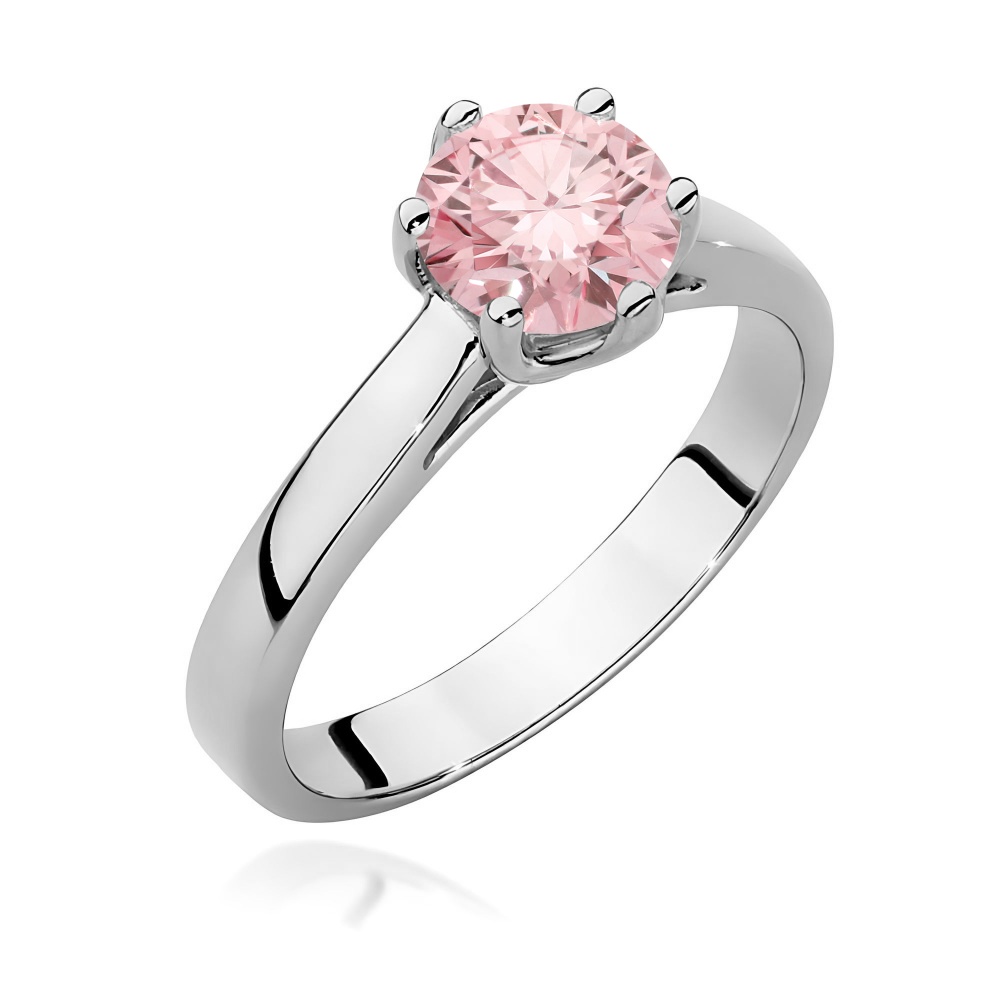 Pierścionek W0540 Diament Laboratoryjny różowy 1,00ct białe złoto