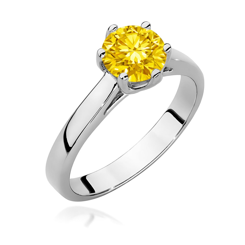 Pierścionek W0540 Diament Laboratoryjny żółty 1,00ct białe złoto