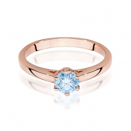 Pierścionek W0540 Diament Laboratoryjny niebieski 0,50ct różowe złoto