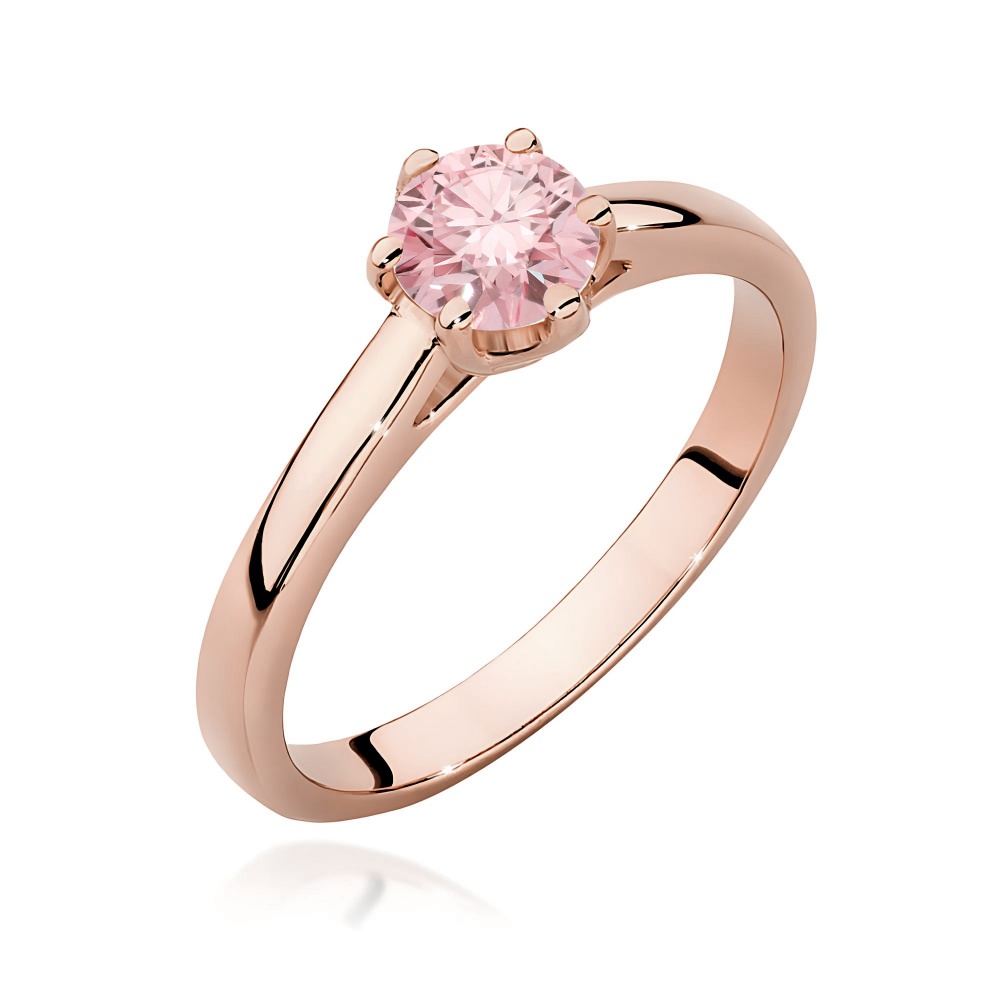 Pierścionek W0540 Diament Laboratoryjny różowy 0,50ct różowe złoto