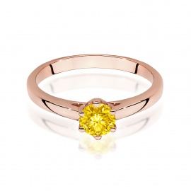 Pierścionek W0540 Diament Laboratoryjny żółty 0,50ct różowe złoto