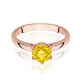 Pierścionek W0540 Diament Laboratoryjny żółty 1,00ct różowe złoto