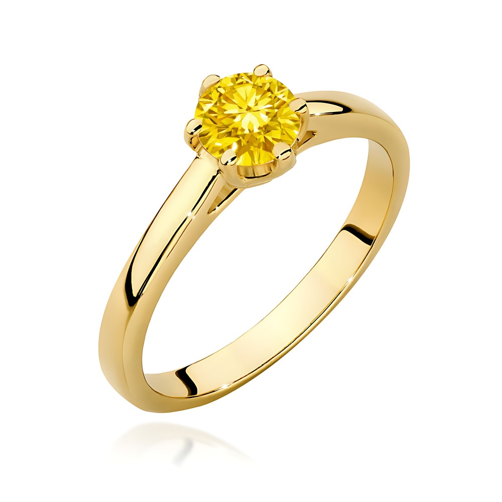 Pierścionek W0540 Diament Laboratoryjny żółty 0,50ct żółte złoto