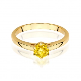 Pierścionek W0540 Diament Laboratoryjny żółty 0,50ct żółte złoto