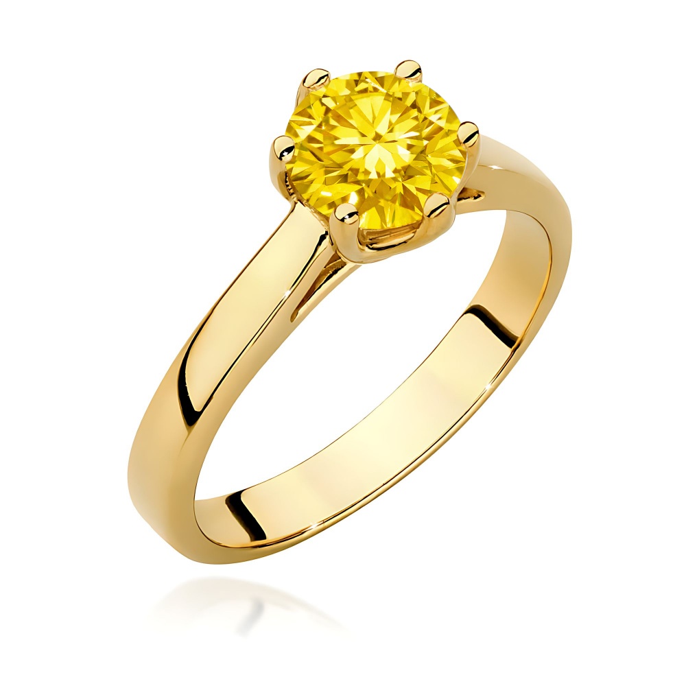 Pierścionek W0540 Diament Laboratoryjny żółty 1,00ct żółte złoto