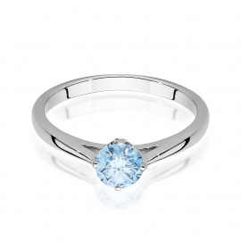 Pierścionek W0543 Diament Laboratoryjny niebieski 0,50ct białe złoto