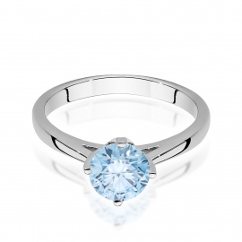 Pierścionek W0543 Diament Laboratoryjny niebieski 1,00ct białe złoto