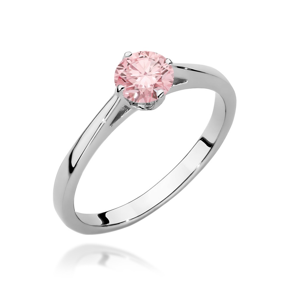 Pierścionek W0543 Diament Laboratoryjny różowy 0,50ct białe złoto