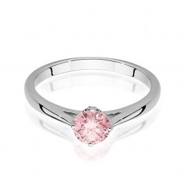 Pierścionek W0543 Diament Laboratoryjny różowy 0,50ct białe złoto