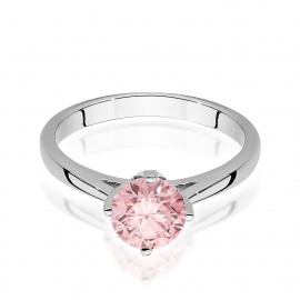 Pierścionek W0543 Diament Laboratoryjny różowy 1,00ct białe złoto