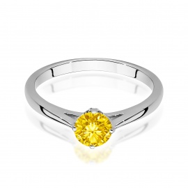Pierścionek W0543 Diament Laboratoryjny żółty 0.50ct białe złoto