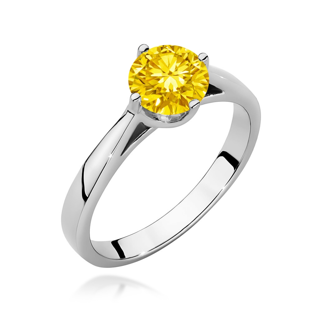 Pierścionek W0543 Diament Laboratoryjny żółty 1,00ct białe złoto