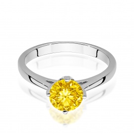 Pierścionek W0543 Diament Laboratoryjny żółty 1,00ct białe złoto