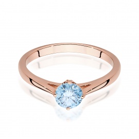 Pierścionek W0543 Diament Laboratoryjny niebieski 0,50ct różowe złoto