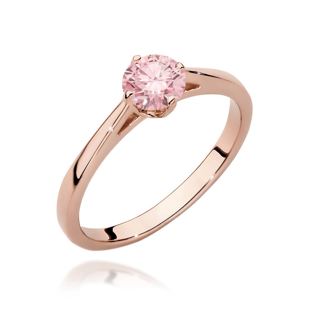 Pierścionek W0543 Diament Laboratoryjny różowy 0,50ct różowe złoto