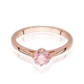Pierścionek W0543 Diament Laboratoryjny różowy 0,50ct różowe złoto