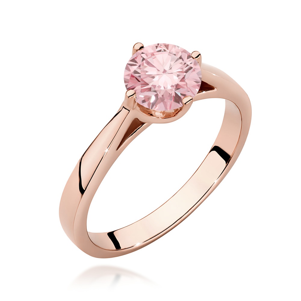 Pierścionek W0543 Diament Laboratoryjny żółty 0,50ct różowe złoto