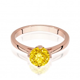 Pierścionek W0543 Diament Laboratoryjny żółty 1,00ct różowe złoto
