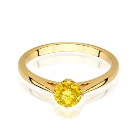 Pierścionek W0543 Diament Laboratoryjny żółty 0,50ct żółte złoto