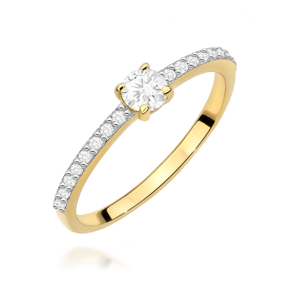 Pierścionek W0671 z diamentami laboratoryjnymi żółte złoto