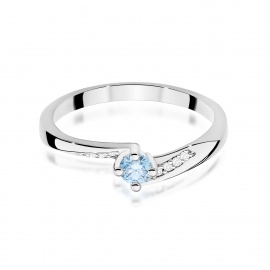 Pierścionek W0262 Diament Laboratoryjny niebieski 0,15ct białe złoto