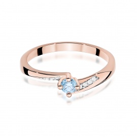 Pierścionek W0262 Diament Laboratoryjny niebieski 0,15ct różowe złoto