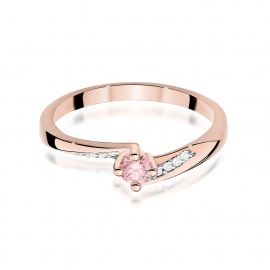 Pierścionek W0262 Diament Laboratoryjny różowy 0,15ct różowe złoto