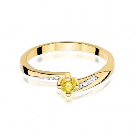 Pierścionek W0262 Diament Laboratoryjny żółty 0,15ct żółte złoto