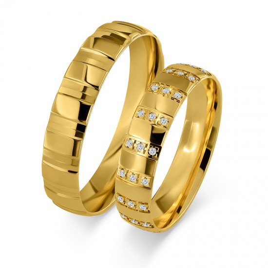 Złote Obrączki Ślubne 4,5mm z Diamentami pr.585