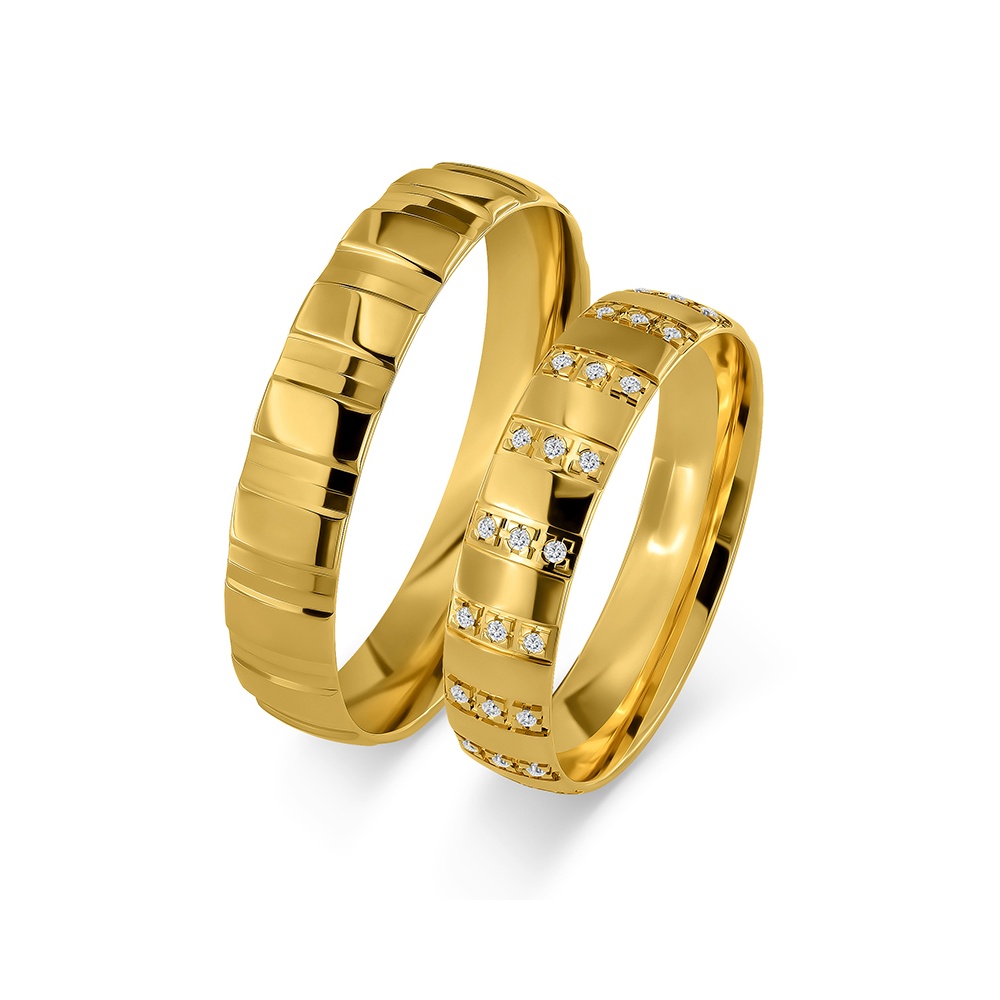 Złote Obrączki Ślubne 4,5mm z Diamentami pr.585